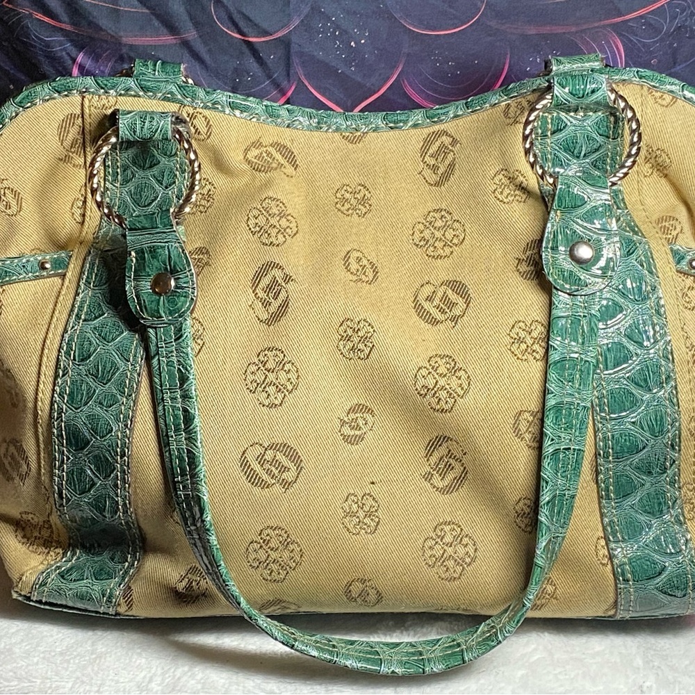 Genna De Rossi Shoulder Bag Tan/Teal - Picture 2 of 5